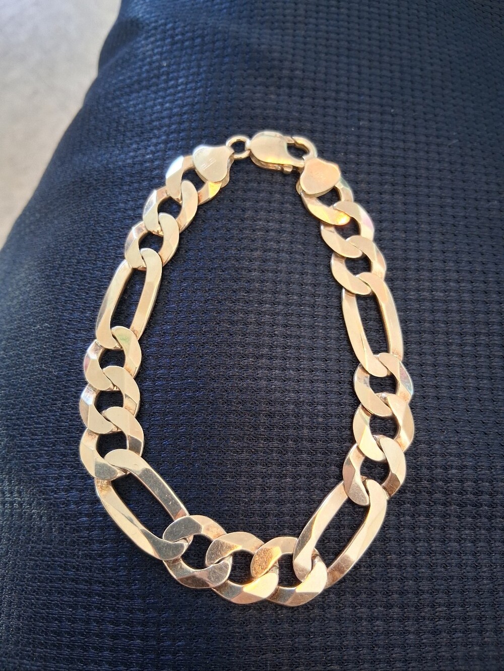 925 Sterling Silver Made In Italy Figaro Bracelet 12mm 8 Inch